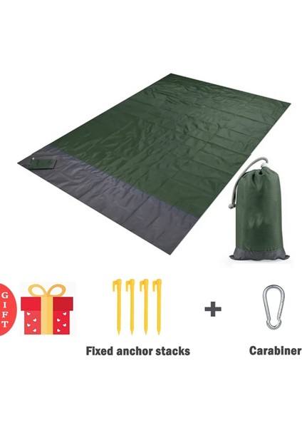 Koyu Yeşil Tarzı 200X210CM 2x2.1m Su Geçirmez Plaj Battaniyesi Katlanır Kamp Mat Yatak Taşınabilir Cepli Hafif Açık Battaniye Seyahat Mat (Yurt Dışından)