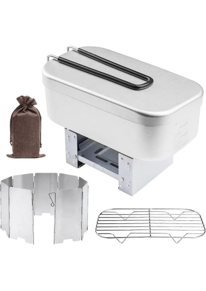 Ön Cam Stili Olmadan Mini Katlanır Soba Öğle Yemeği Kutusu Buharlama Rafı Combo Seti Kamp Öğle Yemeği Kutusu Amping Için Yürüyüş Balıkçılık Tencere Malzemeleri (Yurt Dışından) fiyatları