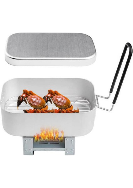 Ön Cam Stili Olmadan Mini Katlanır Soba Öğle Yemeği Kutusu Buharlama Rafı Combo Seti Kamp Öğle Yemeği Kutusu Amping Için Yürüyüş Balıkçılık Tencere Malzemeleri (Yurt Dışından) modelleri