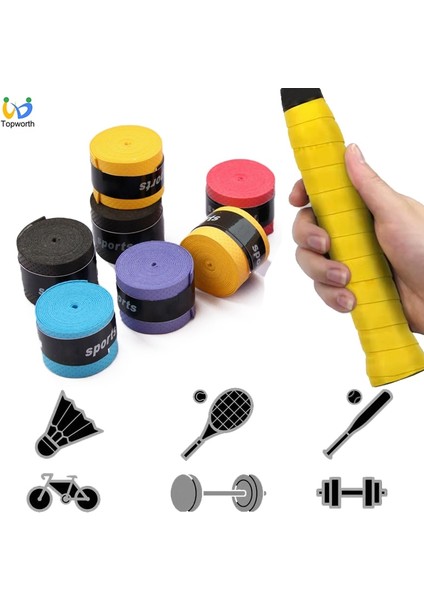 10 Adet Çok Renkli Stil 10 Adet Tenis Overgrips Bant Kaymaz Bisiklet Gidon Spor Badminton Raket Sapları Ter Bandı Balıkçılık Çubukları Aşırı Kavrama Ter Bandı (Yurt Dışından)