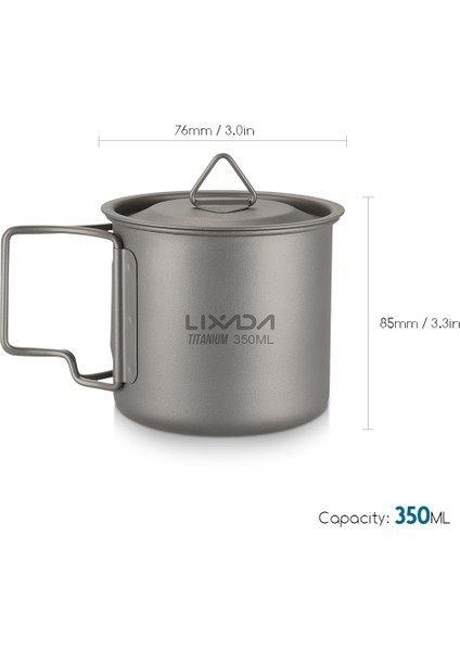 350ML Tarzı Hafif Titanyum Sofra Takımı Seti Katlanır Spork Kaşık Su Bardağı Kupa Sofra Seyahat Kamp Için Açık Tencere Akşam Yemeği (Yurt Dışından)