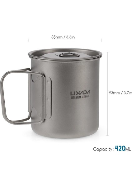 420ML Tarzı Hafif Titanyum Sofra Takımı Seti Katlanır Spork Kaşık Su Bardağı Kupa Sofra Seyahat Kamp Için Açık Tencere Akşam Yemeği (Yurt Dışından)