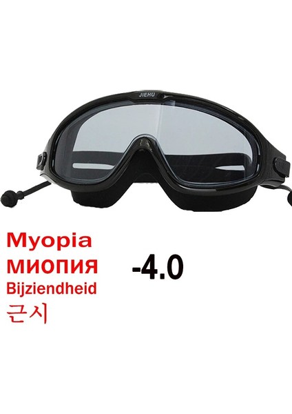 Siyah Miyopi -4.0 Tarzı Yüzme Miyopi Reçeteli Gözlükler Yüzme Maskesi Buğu Önleyici Optik Saydam Yüzme Google (Yurt Dışından)