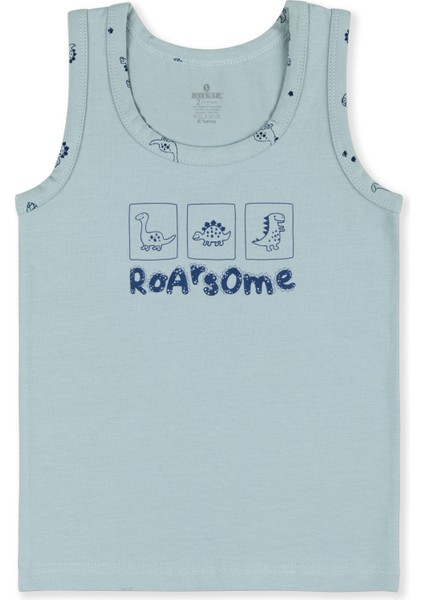 Erkek Çocuk Pamuklu Bisiklet Yaka Baskılı Atlet Tişört 3'lü Paket 2414 Renkli modelleri