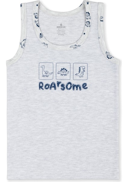 Erkek Çocuk Pamuklu Bisiklet Yaka Baskılı Atlet Tişört 3'lü Paket 2414 Renkli fırsatları