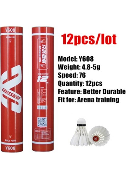 Kırmızı Stil Lot Crossway Ff-12 Badminton Kaz Tüyü Raketle Hız Eğitim Egzersizi Için Dayanıklı Badminton Topu (Yurt Dışından)