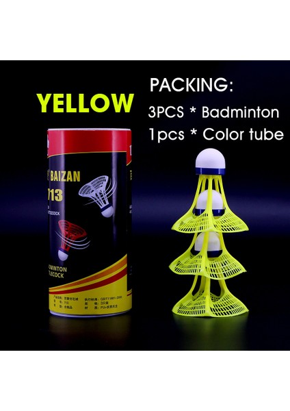 3 Adet Sarı Stil Welkın Yeni Orijinal Airshuttle Açık Badminton Windbreak Plastik Top Naylon Raketle Topu Kararlı Direnç Tüpü (Yurt Dışından)