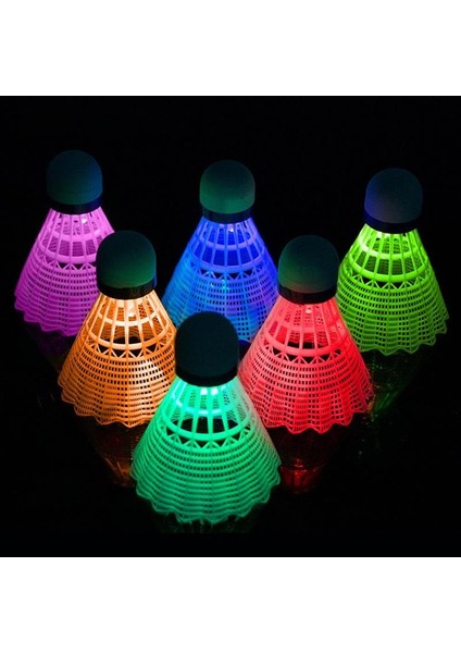 6 Adet Aydınlatma Badminton Karanlık Gece Glow Renkli LED Işık Aydınlık Raketle Doğa Sporları Tüy Topu Eğitim Egzersiz (Yurt Dışından)