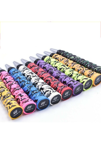 Renkli Stil Amouflage Tenis Tutma Bandı Ter Bandı Kaymaz Badminton Raketi Overgrips Renkli Balık Oltası Ter Sargısı (Yurt Dışından)