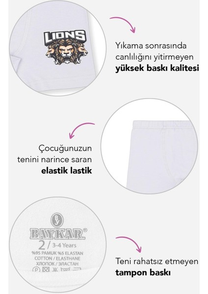 Erkek Çocuk Pamuklu Baskılı Rahat Kesim Likralı Boxer 3'lü Paket 3444 Renkli indirimleri