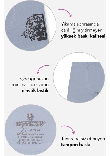 Erkek Çocuk Pamuklu Baskılı Rahat Kesim Likralı Boxer 3'lü Paket 3446 Renkli indirimleri