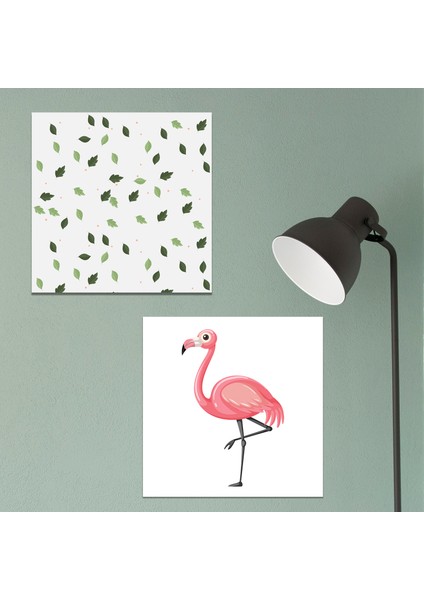 Flamingo Kanvas Tablo - 2 Adet- 50X50 cm