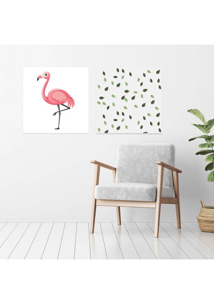 Flamingo Kanvas Tablo - 2 Adet- 50X50 cm