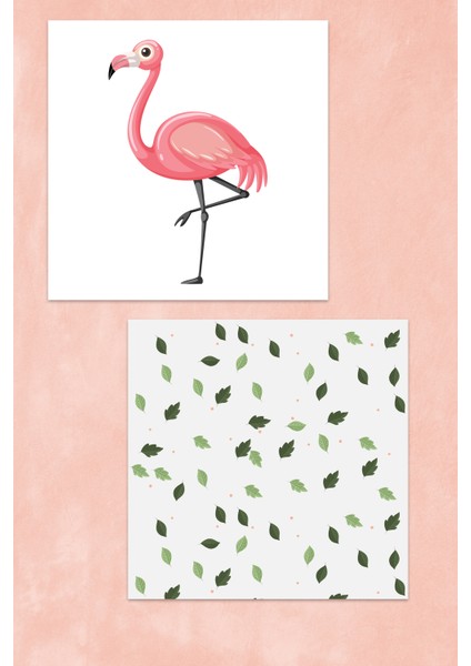 Flamingo Kanvas Tablo - 2 Adet- 50X50 cm