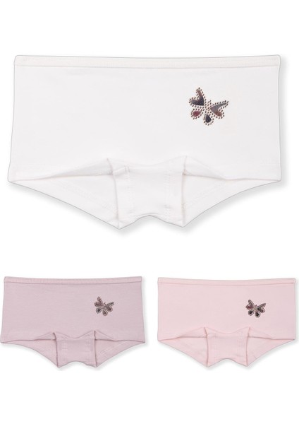 Kız Çocuk Pamuklu Renkli Baskılı Likralı Boxer 3'lü Paket 5378 Renkli