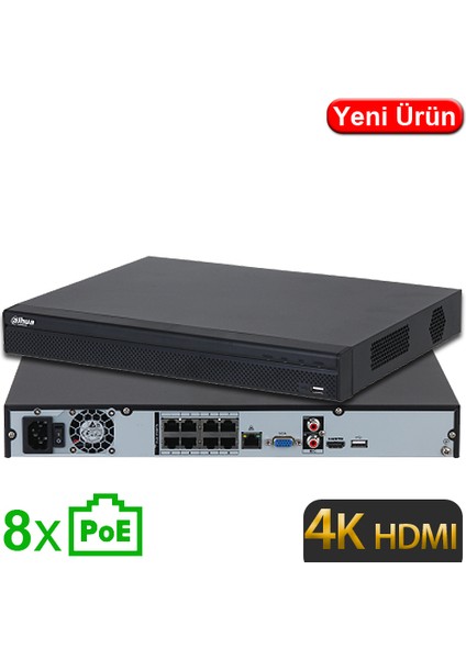 (NVR4208-8P-4KS3) 8 Kanal 4K 2X20TB 8 Port Poe 1xhdmı 1xvga 2xusb 1XRJ45 Nvr Kayıt