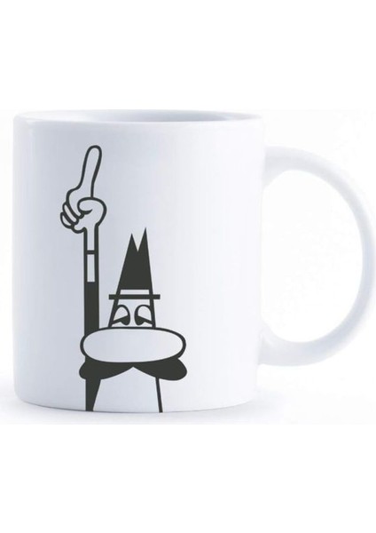 Kupa - Mug - 320ML - Ikonik Bıyıklı Adam Desenli - Porselen