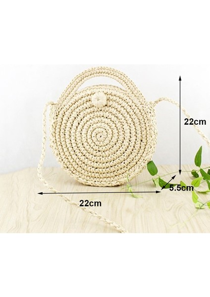 Bej Tarzı4 Tarzı Yogodlns Yuvarlak Yumuşak Kağıt Halat Omuz Çantası Püskül Yaz Plaj El Yapımı Crossbody Çanta Kadın Hollow Hasır Çanta Daire Rattan Çanta (Yurt Dışından)