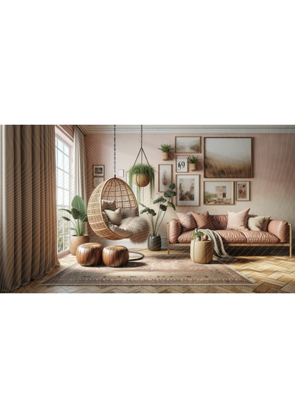 Modern ve Konforlu Salon Arkaplanı 200 x 150 cm Fon Duvar Örtüsü