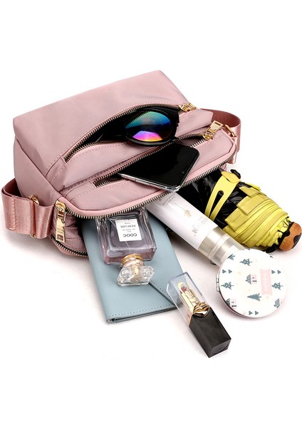 Tek Omuz Messenger Küçük Çanta Çok Fermuarlı Su Tutmaz Naylon Kumaş Kadın Çantası (Yurt Dışından) modelleri