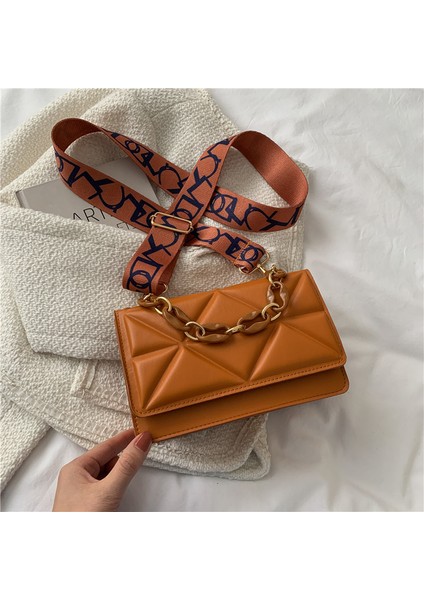 Rahat Moda Omuz Küçük Kare Çanta Basit Ins Geniş Bant Askılı Çanta (Yurt Dışından)