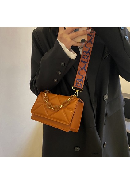 Rahat Moda Omuz Küçük Kare Çanta Basit Ins Geniş Bant Askılı Çanta (Yurt Dışından)