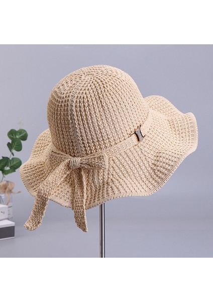 Yaz Örme Dalga Plaj Şapkası Güneşlik Güneş Koruyucu Ilmek Şapka (Yurt Dışından)