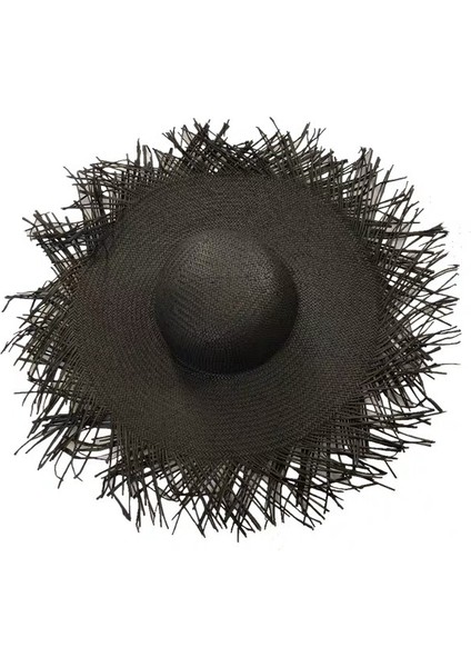 Ham Kenar Yuvarlak Ipek El Dokuması Kağıt Hasır Şapka Yaz Tatili Bayanlar Sahil Plaj Şapkası (Yurt Dışından)