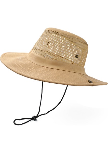 Nefes Alabilir Örgü Kova Şapka Düz Renk Katlanabilir Güneş Şapkası (Yurt Dışından)