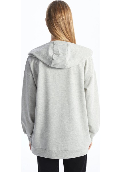 Lcw Modest Kapüşonlu Düz Uzun Kollu Kadın Fermuarlı Sweatshirt