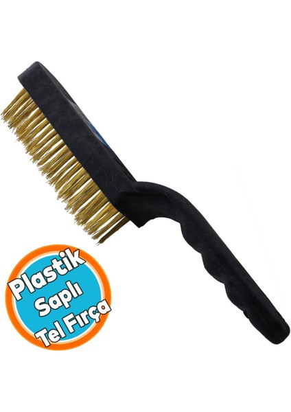 Tel Fırça Plastik Saplı Kir Pas Mangal Barbekü Izgara Çok Amaçlı Temizleme Fırçası No 6