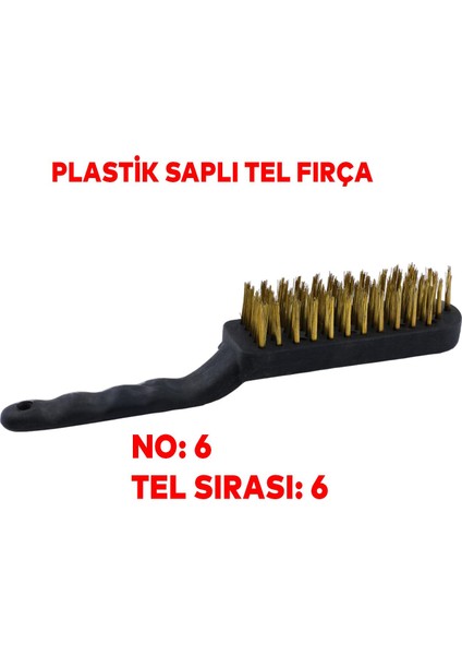 Tel Fırça Plastik Saplı Kir Pas Mangal Barbekü Izgara Çok Amaçlı Temizleme Fırçası No 6