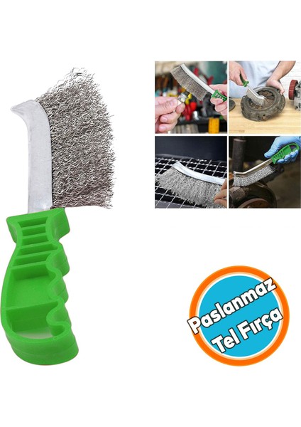 Plastik Saplı Tel Fırça Paslanmaz Telli Kir Pas Temizleme Fırçası 23.5 cm