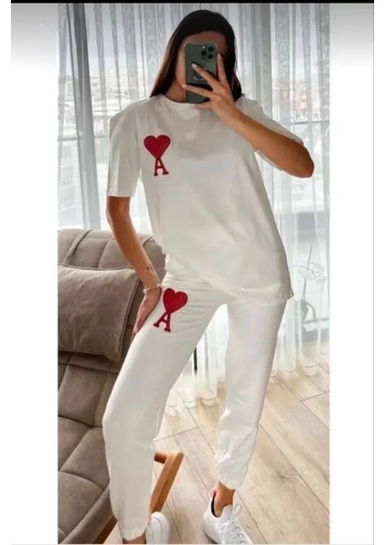 Unisex Paçası Lastikli Eşofman Altlı Takım - Beyaz fiyatları