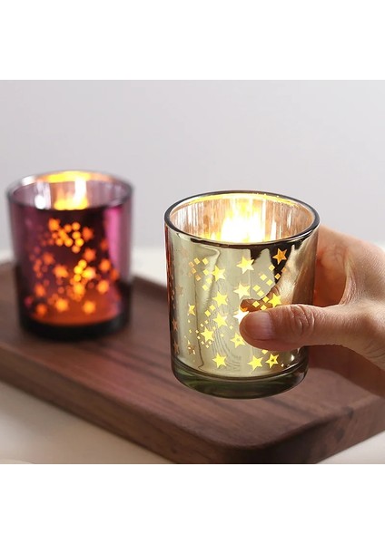 WS3897-T4 Tarzı Noel Elektroliz Mum Fincan Elk Gümüş Kar Tanesi Cam Mumluk Boş Cam Noel Ağacı Cam Süsler (Yurt Dışından) modelleri