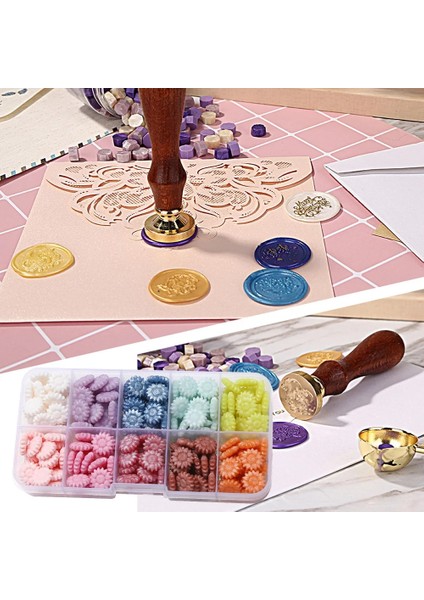 F Tarzı Ayçiçeği Ateş Boya Balmumu Parçacıkları Sevgililer Günü Sedefli Karışık Renkli Düğün Davetiyesi Zarf Dekoratif Damga Balmumu (Yurt Dışından) fırsatları