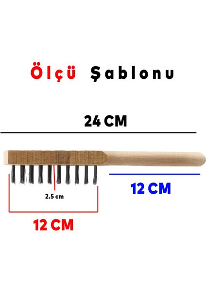 Tel Fırça Ahşap Saplı Kir Pas Mangal Barbekü Izgara Çok Amaçlı Temizleme Fırçası No 5