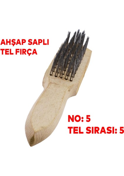 Tel Fırça Ahşap Saplı Kir Pas Mangal Barbekü Izgara Çok Amaçlı Temizleme Fırçası No 5