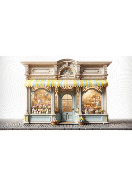 Pastel Tonlarında Tatlı Butik Arkaplanı 200 x 150 cm Fon Duvar Örtüsü