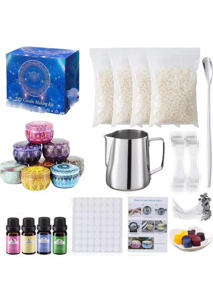 600 ml Tarzı 1 Takım Mum Yapımı Kiti Dökme Pot Fitilleri Etiket Dıy Mum Sabitleyici Zanaat Araçları Dıy El Yapımı Mum Seti Pamuk Çekirdek Tutucu (Yurt Dışından) fiyatları