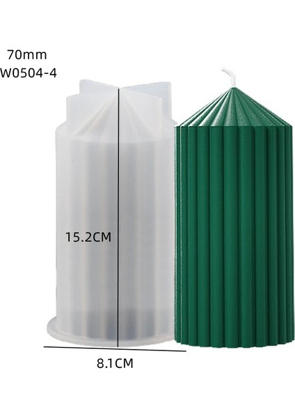 W0504-4 Tarzı Çizgili Sütun Mum Kalıp Geometrik Sütun El Yapımı Koku Balmumu Mum Ev Dekor Için Silikon Kalıp Alçı Süs Kalıp (Yurt Dışından)