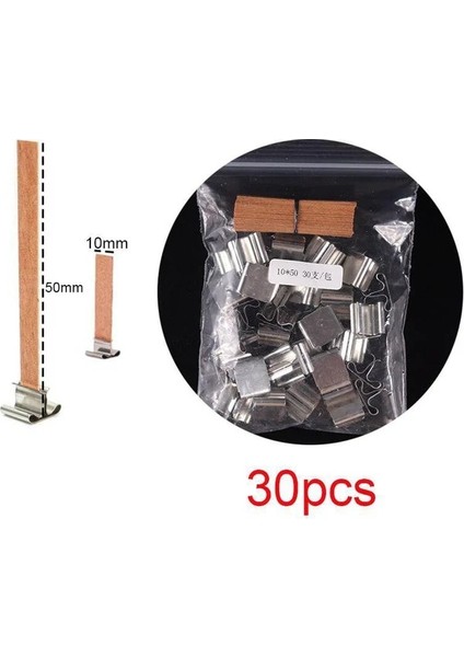 10MMX50MM Stili Ahşap Mumlar Fitil Dıy Parafin Mum Kavanoz Yapımı Kiti Mum Çekirdek Klip Tabanı ile El Yapımı Dumansız Mum Fitil Çekirdekleri (Yurt Dışından)
