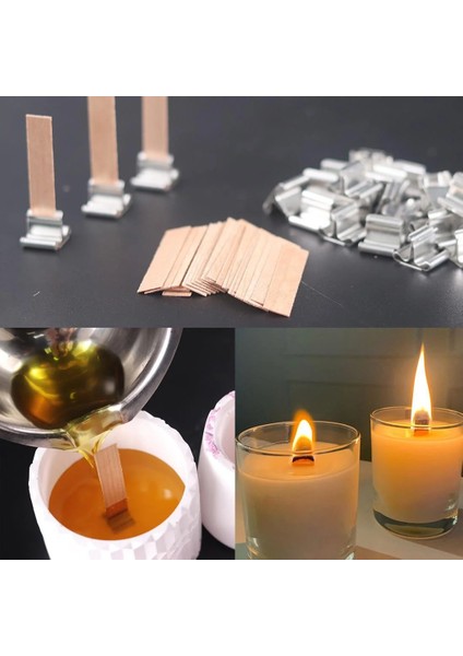 10MMX50MM Stili Ahşap Mumlar Fitil Dıy Parafin Mum Kavanoz Yapımı Kiti Mum Çekirdek Klip Tabanı ile El Yapımı Dumansız Mum Fitil Çekirdekleri (Yurt Dışından) fırsatları