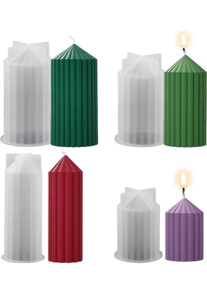 W0758-3 Stili Çizgili Sütun Mum Kalıp Geometrik Sütun El Yapımı Koku Balmumu Mum Ev Dekor Için Silikon Kalıp Alçı Süs Kalıp (Yurt Dışından) fiyatları