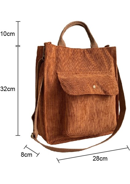 Bej Tarzı Hylhexyr Kadife Omuz Çantası Kadın Vintage Alışveriş Çantaları Fermuar Kız Öğrenci Bookbag Çanta Dış Cep ile Rahat Tote (Yurt Dışından) modelleri