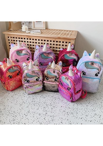 Küçük Soluk Gül Tarzı Karikatür Sevimli Sırt Çantası Kız Çocuk Okul Çantaları Sequins Unicorn Sırt Çantası Büyük Kawaoolbags Çocuklar Sırt Çantası Mochila Mujer (Yurt Dışından)