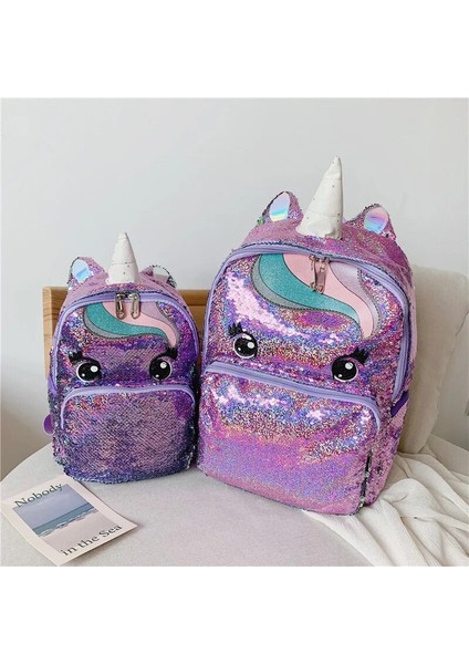 Küçük Soluk Gül Tarzı Karikatür Sevimli Sırt Çantası Kız Çocuk Okul Çantaları Sequins Unicorn Sırt Çantası Büyük Kawaoolbags Çocuklar Sırt Çantası Mochila Mujer (Yurt Dışından)