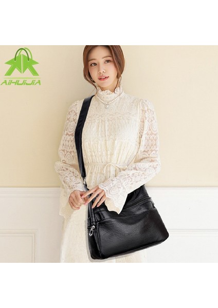 Siyah Stil 32X26X12CM Lüks Bayan Tasarımcı Çantalar Yüksek Li Crossbody Çanta Wome Moda Yeni Yumuşak Cilt Yüksek Kapasiteli Kadın Omuz Çantaları (Yurt Dışından) modelleri
