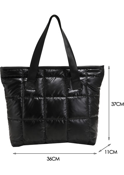 Siyah B Stili Uzay Yastıklı Kadın Omuz Çantaları Kış Büyük Kapasiteli Siyah Çanta Tasarımcısı Naylon Pamuk Sıcak Tote Katı Ana Kesesi (Yurt Dışından)