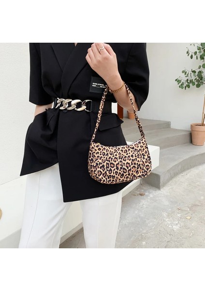 Haki Stili Küçük Alışverişçi Kadın Çanta Trendi Eap Li Kadın Çanta Retro Leopar Ekose Baskı Tote Naylon Omuz Koltukaltı Çantaları (Yurt Dışından) fırsatları
